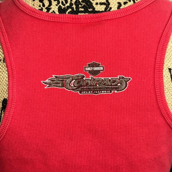 2008 Harley Davidson I Heart My Harley Tank Top Red Rhinestones Trashy Y2k Biker - Picture 6 of 8